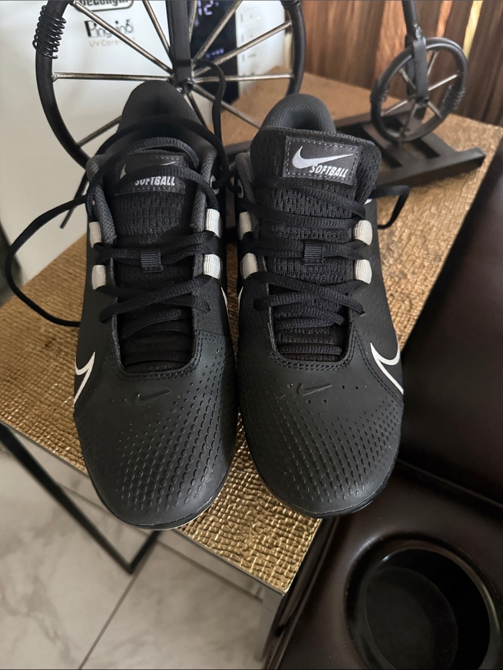 Nike Black and White Women's Athletic Softball Shoes